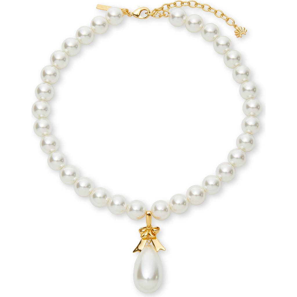 Lele Sadoughi Faux Pearl Box Droplet Necklace In White