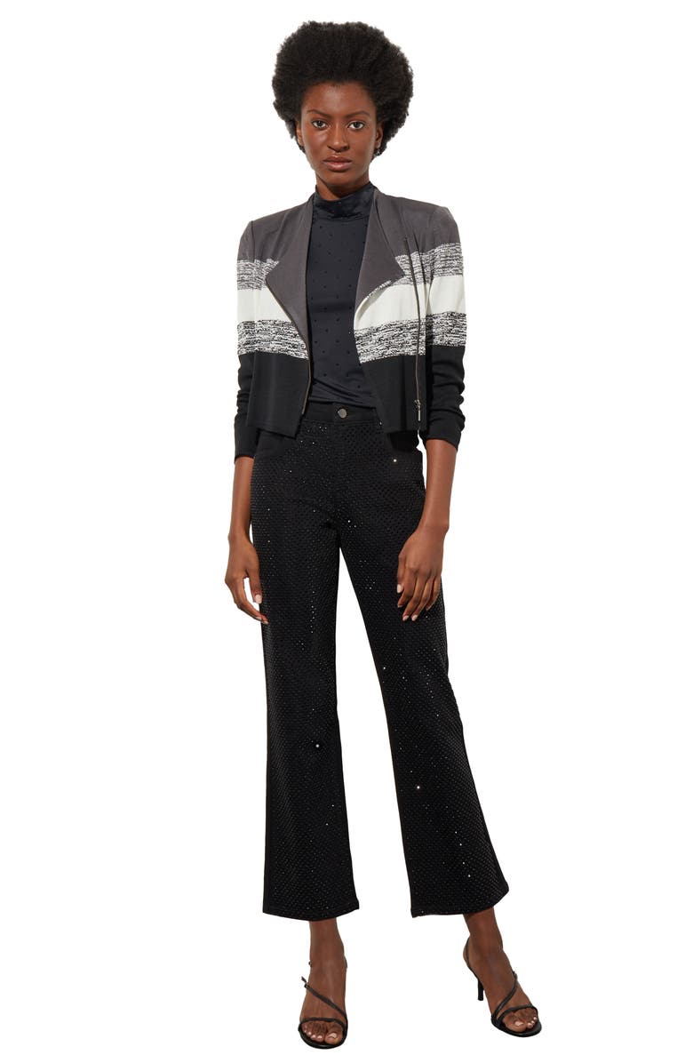 Ming Wang Textured Stripe Jacquard Knit Jacket, Alternate, color, 