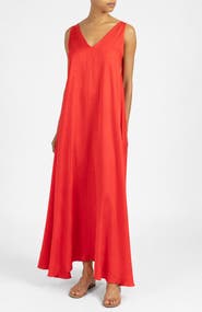 Santorelli Lucinda Relaxed Maxi Dress In Fluid Satin