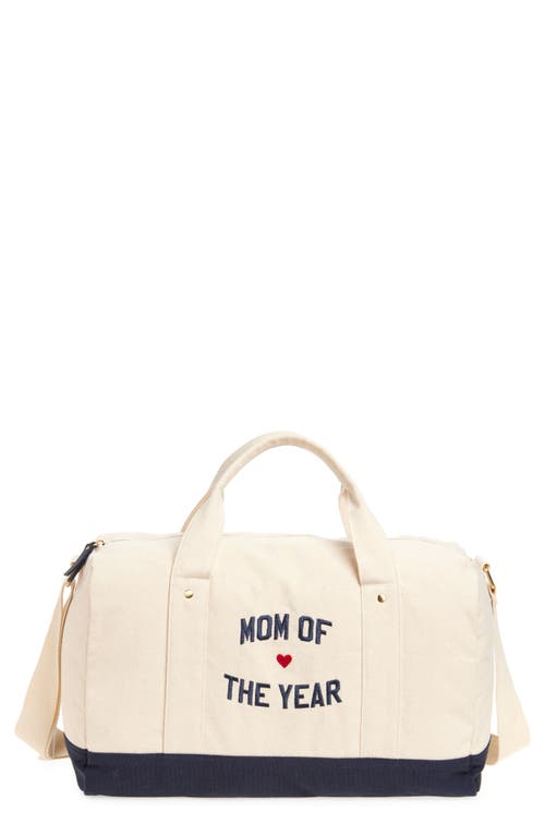 Favorite Daughter Mom Of The Year Embroidred Canvas Duffle Bag In Blue