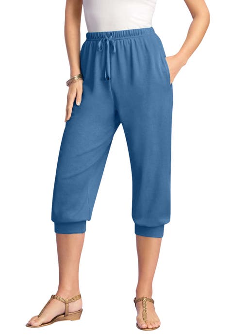 Plus Size Soft Knit Capri Pant With Drawstring Waist (Plus)