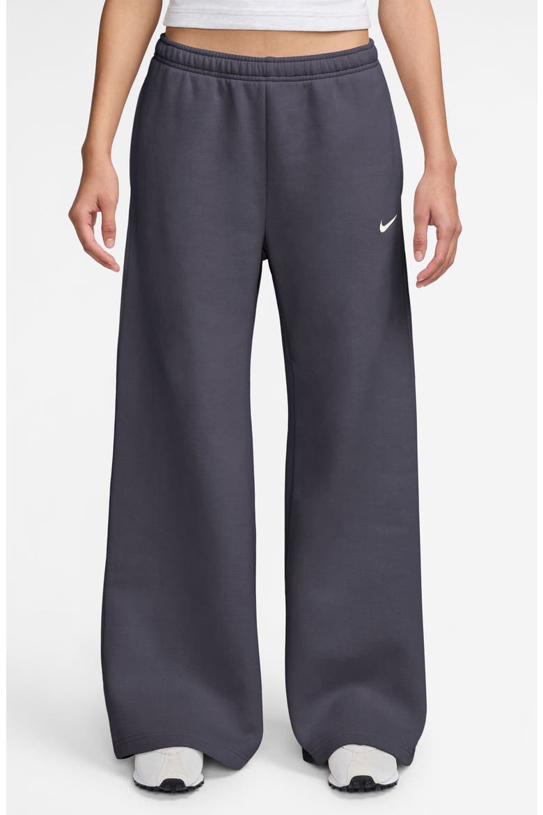 Studio Fleece Wide Leg Sweatpants, Main, color, GRID IRON/ SAIL