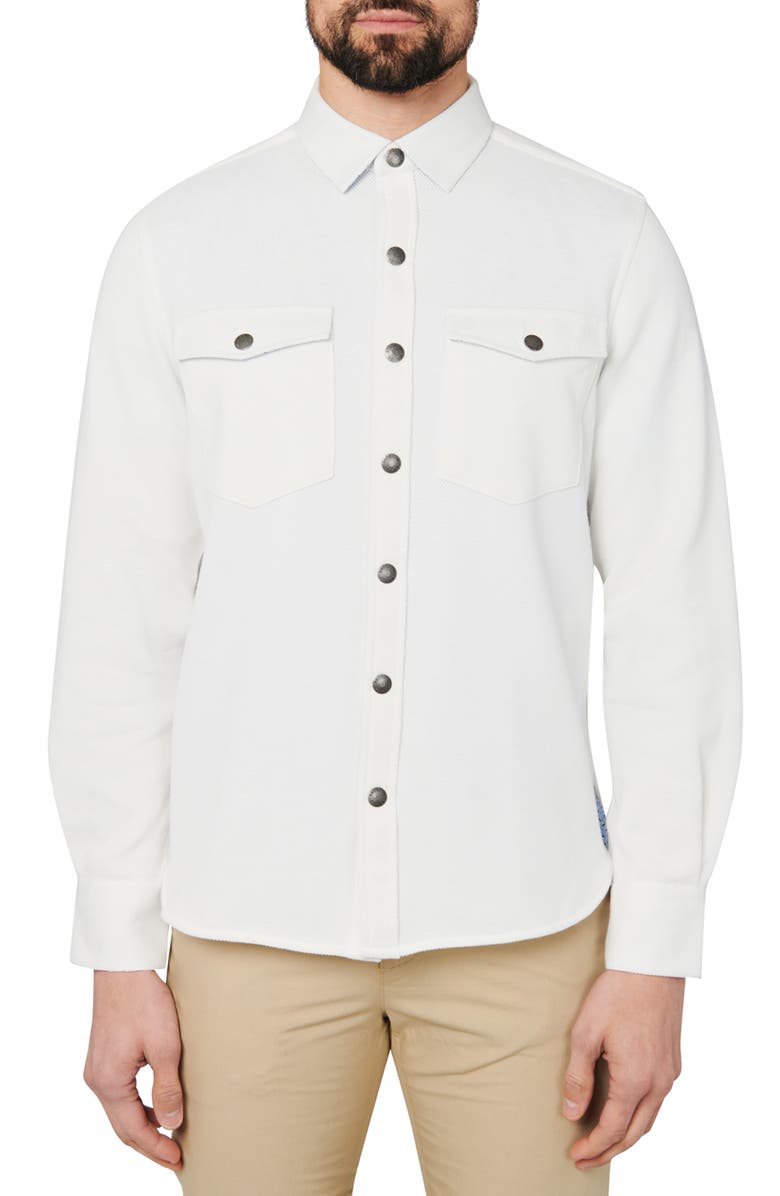 Brooklyn Brigade Solid Waffle Knit Shirt Jacket, Main, color, White