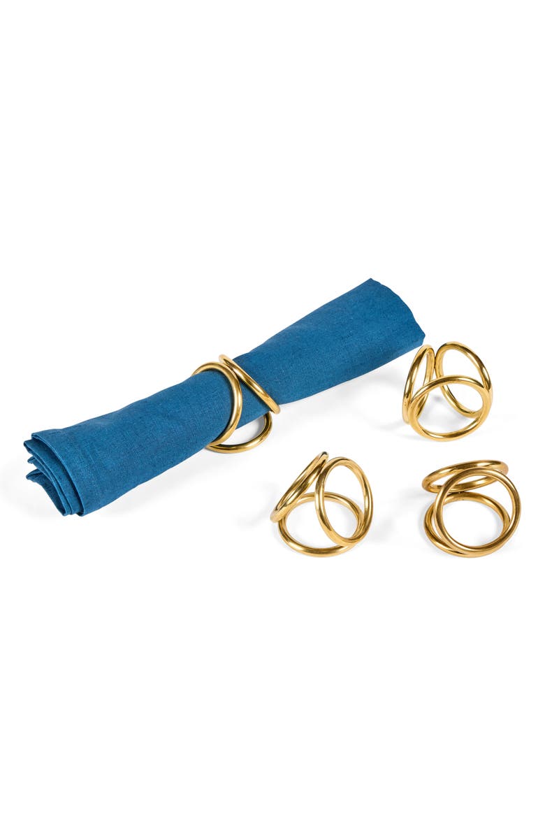 COMMUNE Set of 4 Napkin Rings, Alternate, color, Brass