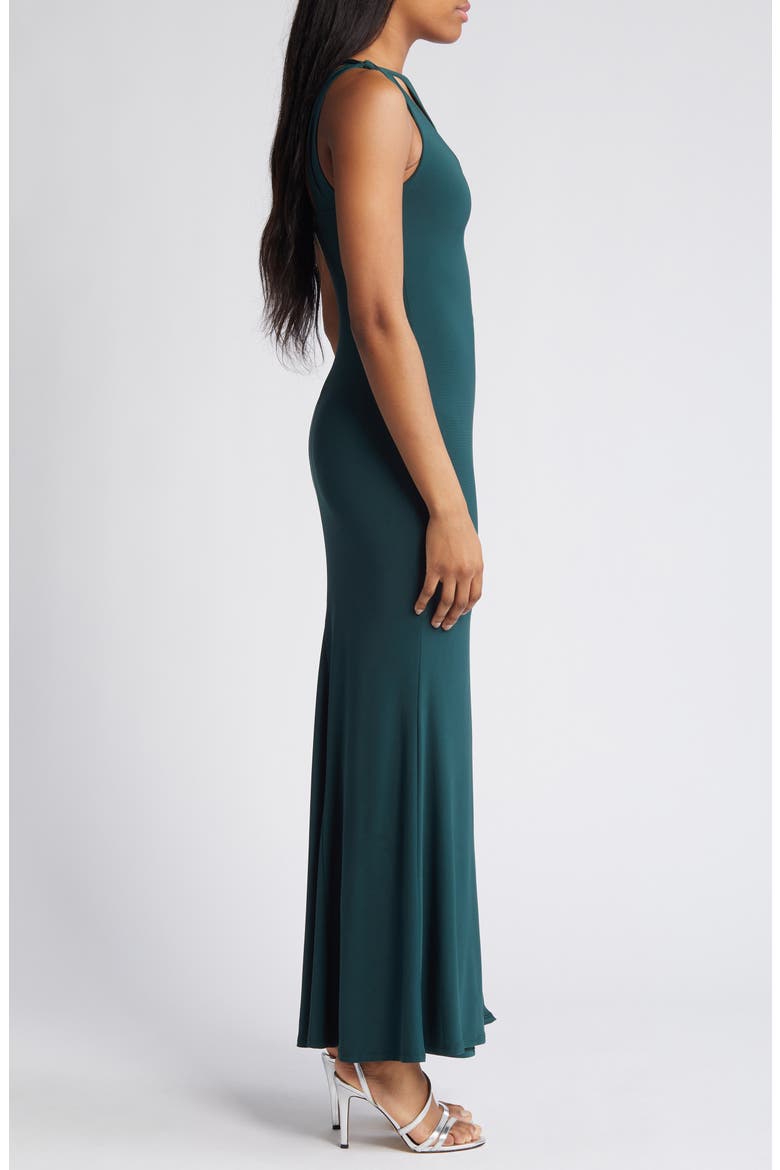 One-Shoulder Side Slit Trumpet Gown, Alternate, color, HUNTER