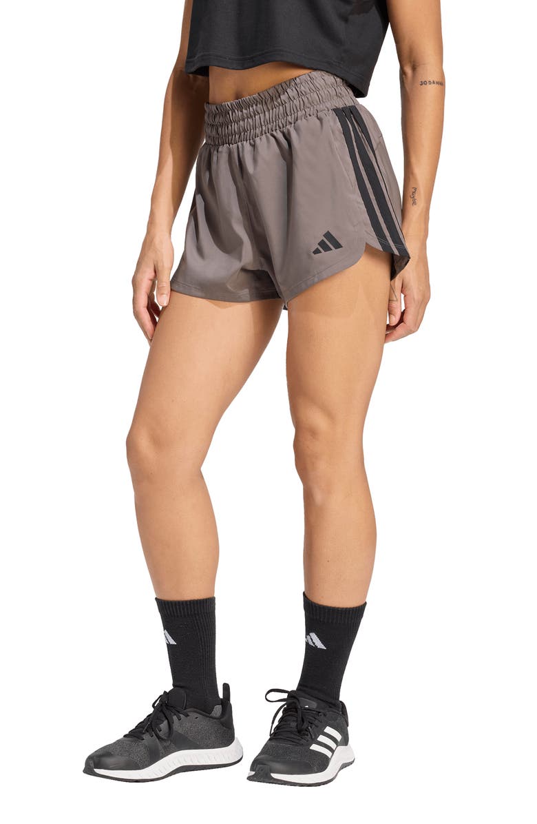 adidas Pacer High Waist Training Shorts, Main, color, Charcoal/Black