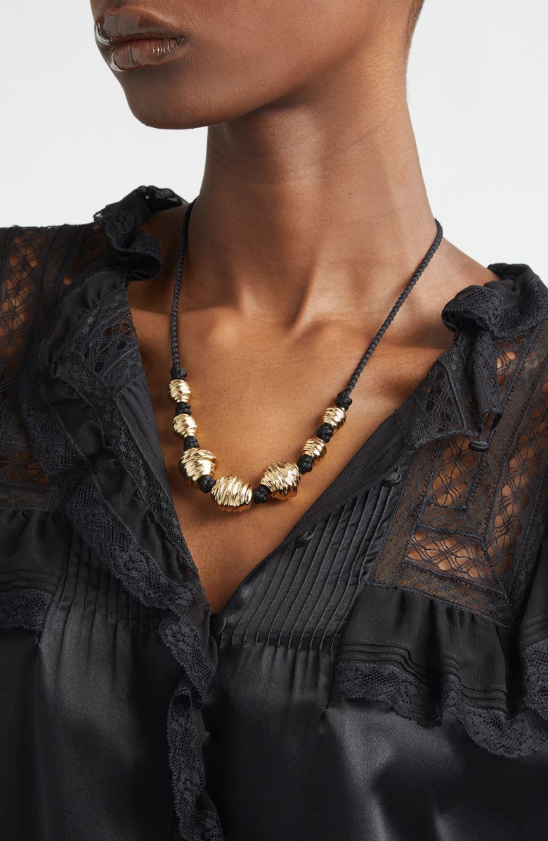 Saint Laurent YSL Tassel Passementerie Necklace, Alternate, color, Nero