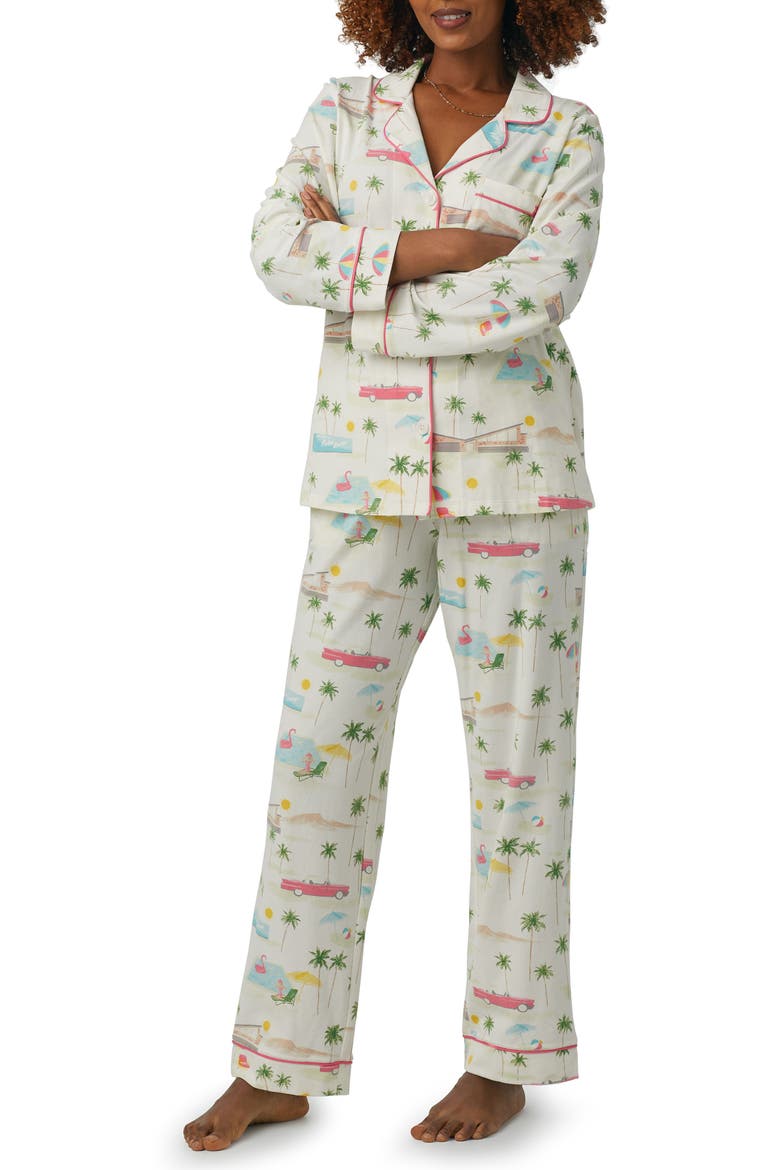 Print Stretch Organic Cotton Jersey Pajamas, Alternate, color, WELCOME TO PALM SPRINGS