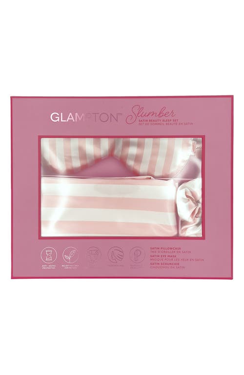 Glampton Satin Pillowcase, Scrunchi & Mask Set In Pink