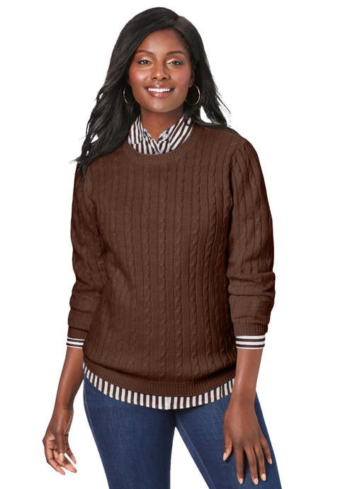 Cable Crewneck Sweater (Plus Available)