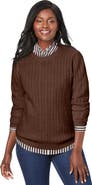 Jessica London Cable Crewneck Sweater