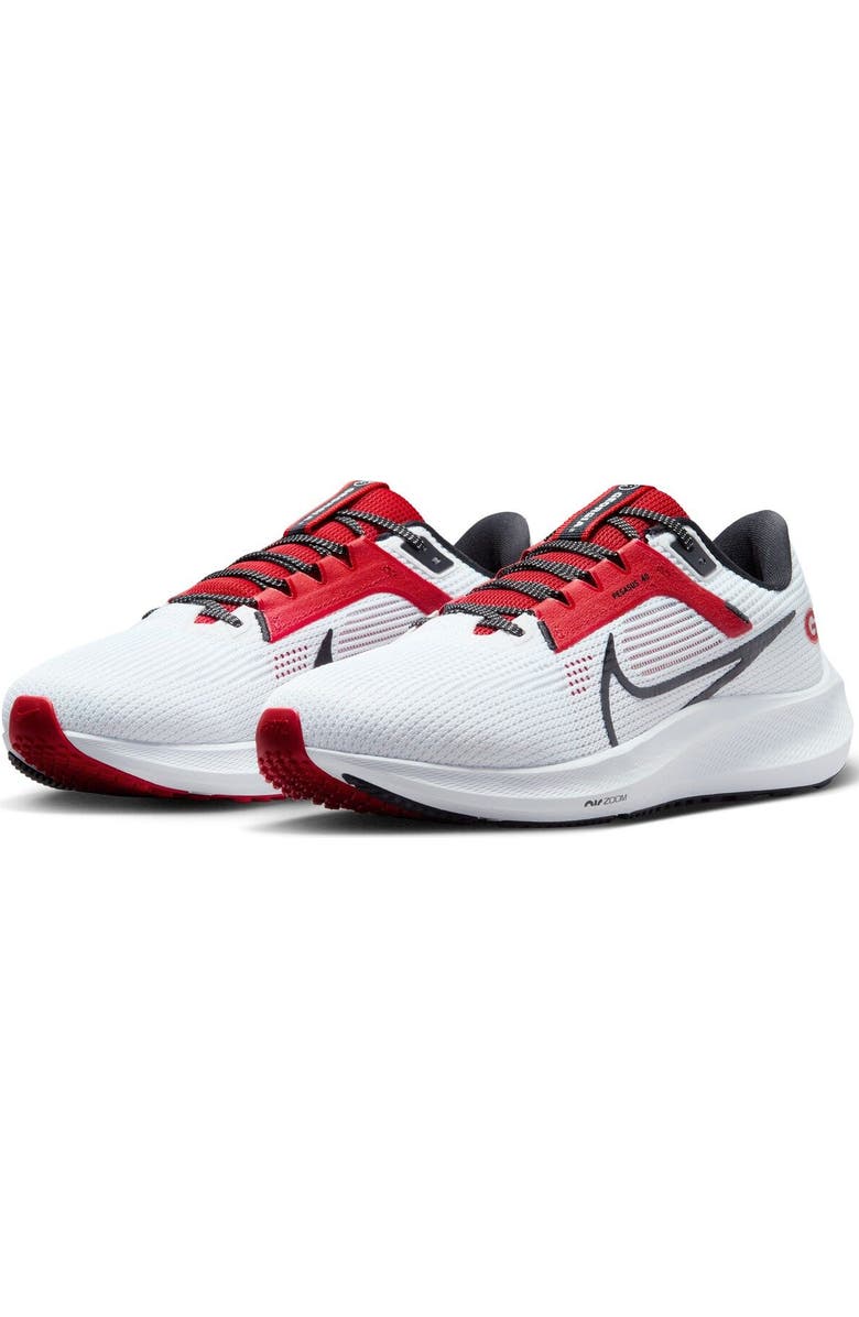 Nike Unisex Nike White Georgia Bulldogs Zoom Pegasus 40 Running Shoe, Main, color,