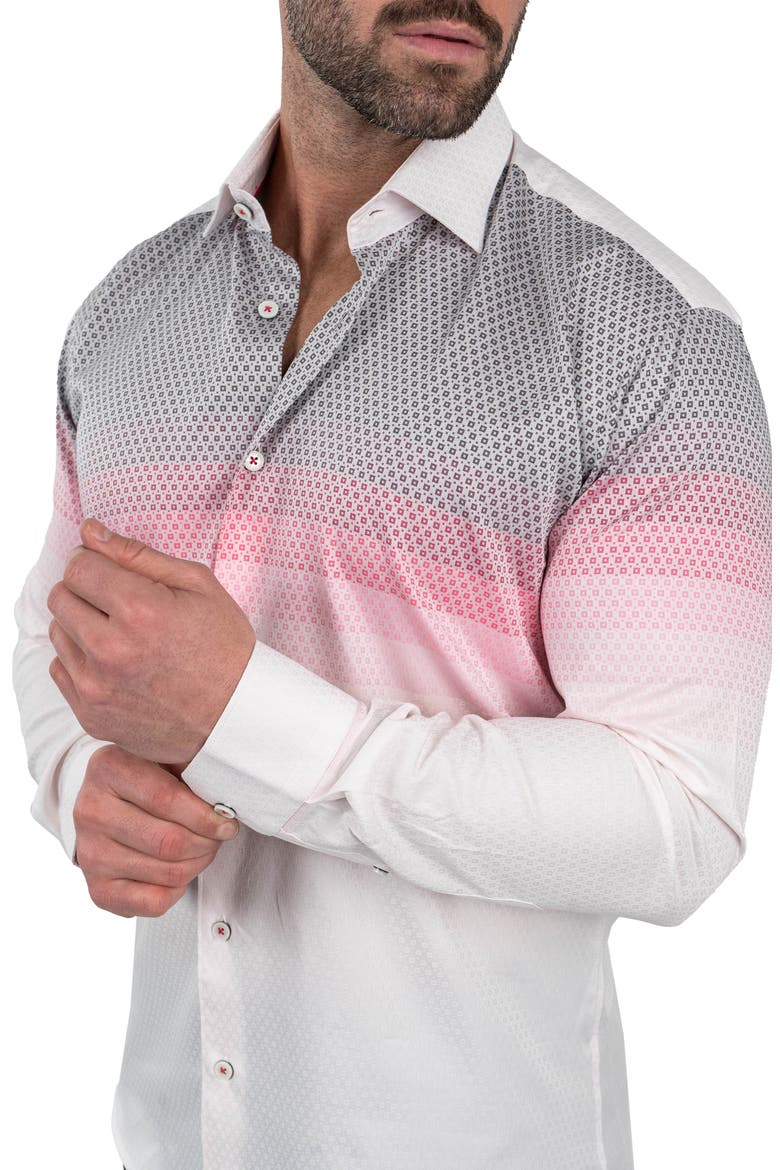 Fibonacci Jacqdegrade Pink Contemporary Fit Button-Up Shirt, Alternate, color, PINK