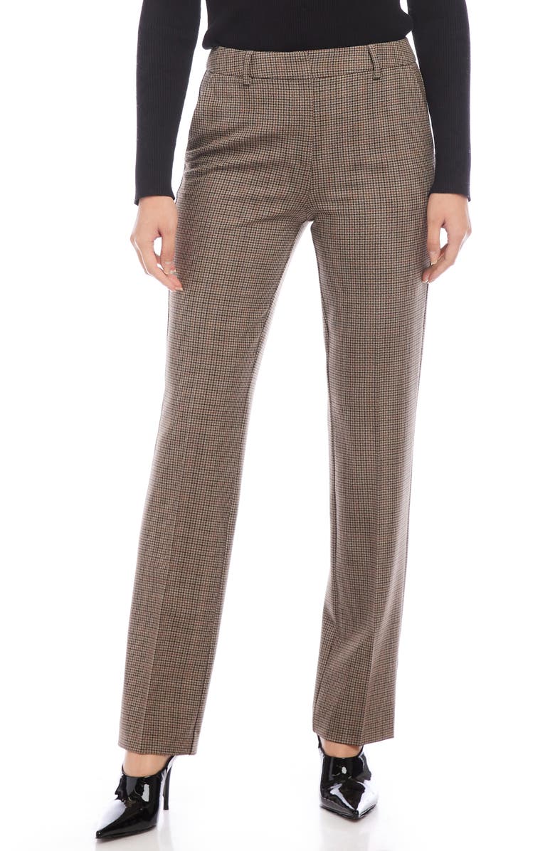 Karen Kane Plaid High Waist Straight Leg Pants, Main, color, 