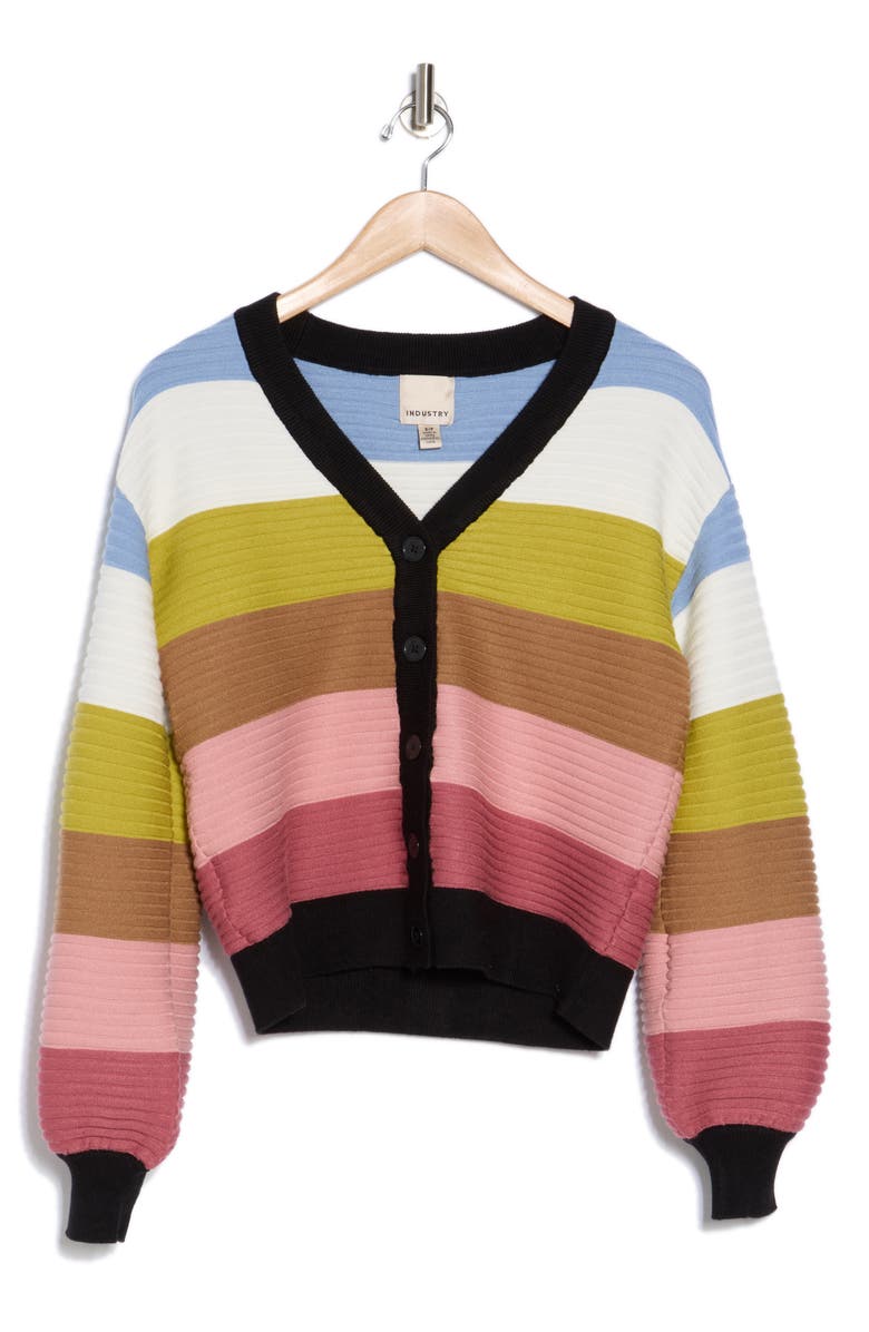 INDUSTRY REPUBLIC CLOTHING Ottoman Colorblock Cardigan, Alternate, color, Pink Multi