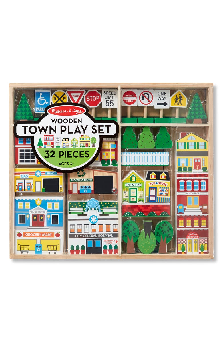 Melissa & Doug Wooden Town Playset, Main, color,
