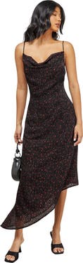 Warehouse Spot Devore Cowl Neck Maxi Dress