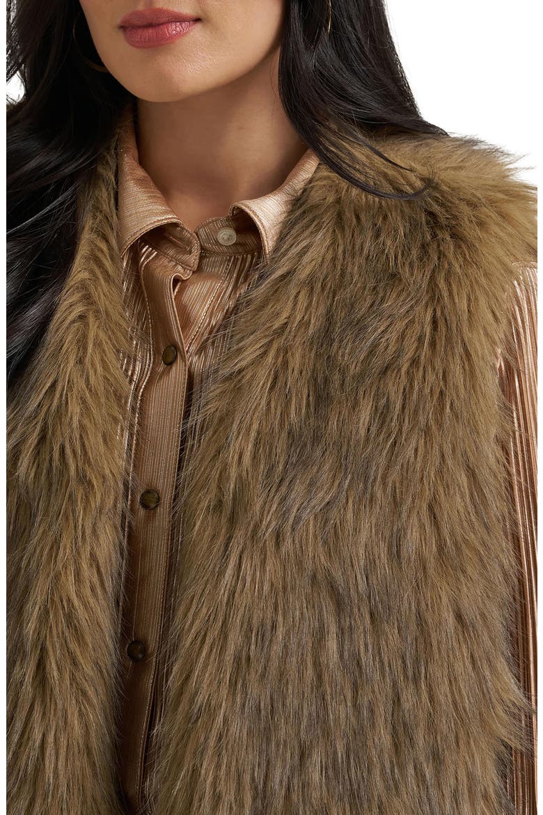 Faux Fur Vest, Alternate, color, BROWN