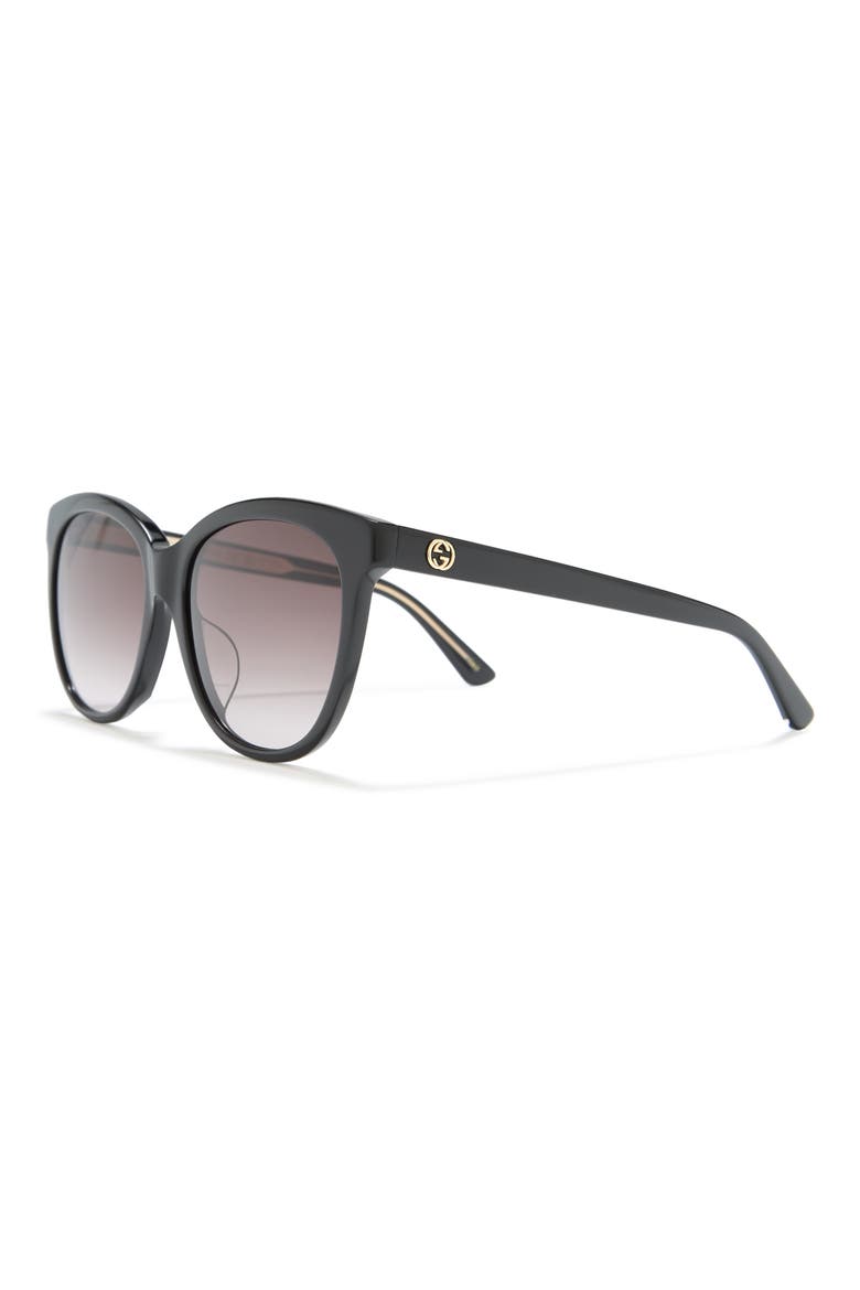 58mm Round Sunglasses, Alternate, color, SHINY BLACK