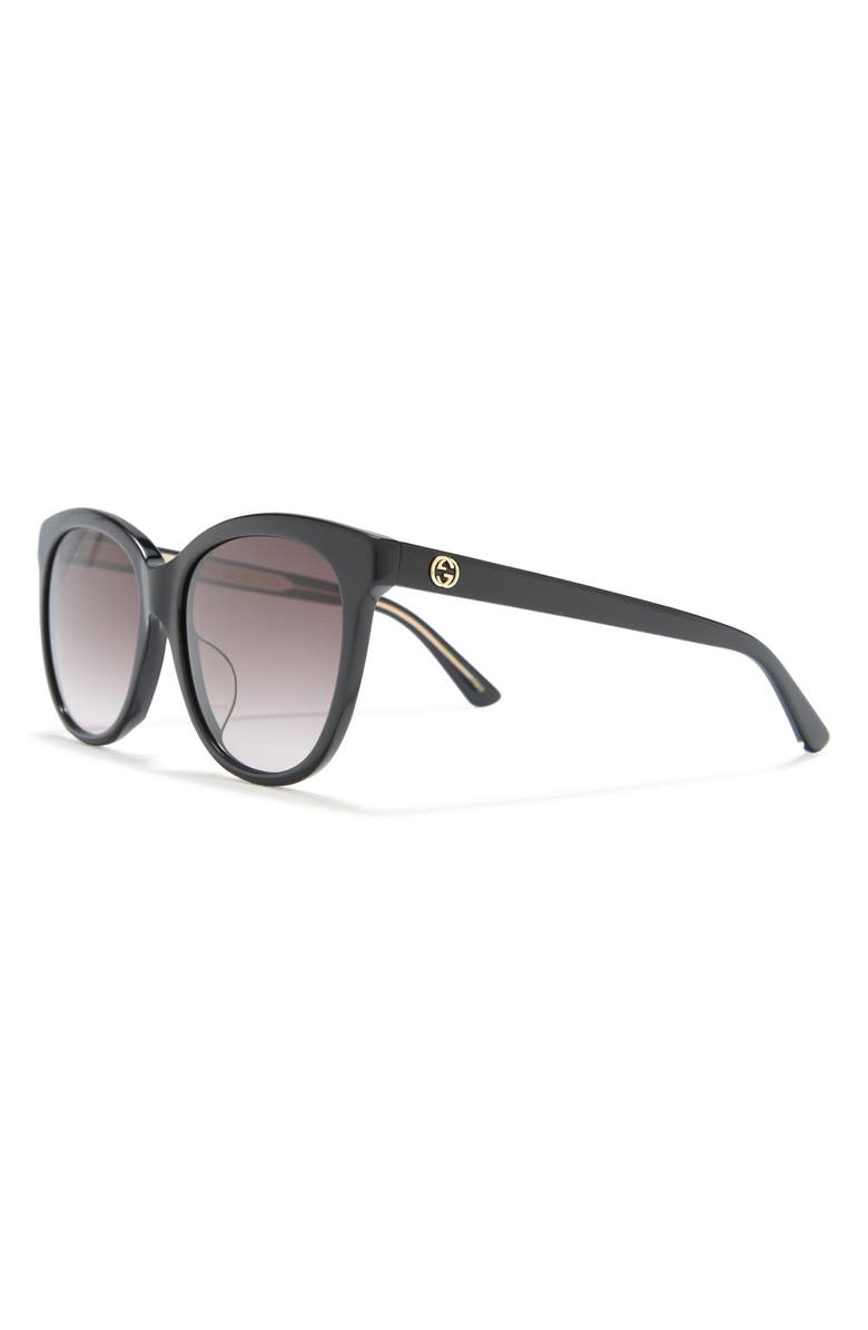 Gucci 58mm Round Sunglasses, Alternate, color, Shiny Black