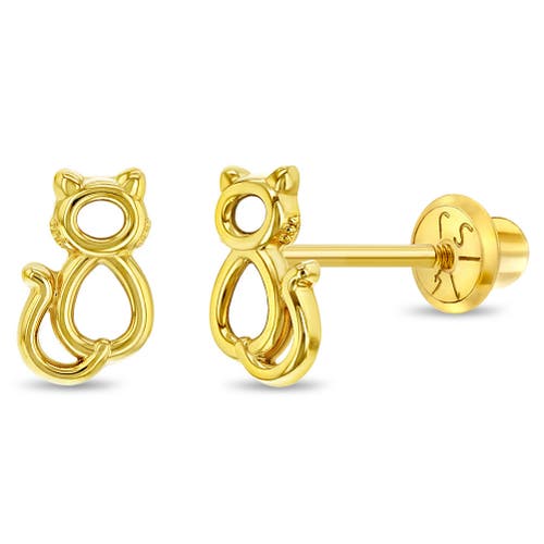 In Season Jewelry 14k Perched Kitty Cat Earrings in Gold at Nordstrom
