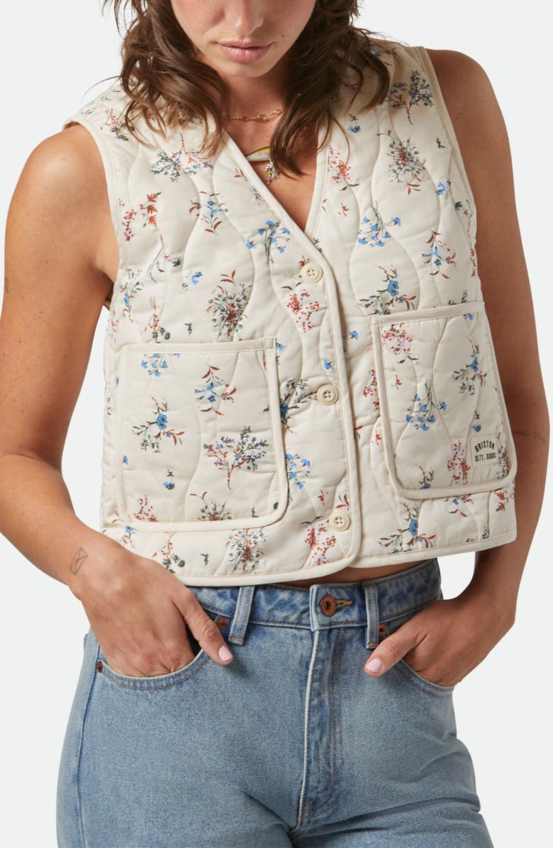Brixton Field Floral Quilted Vest, Main, color, Whitecap/Hazelnut/Ditsy Floral