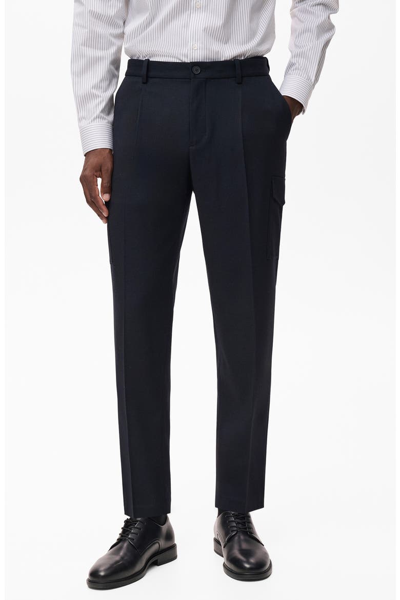 Slim Fit Thermolite® Pleated Cargo Pants, Main, color, NAVY