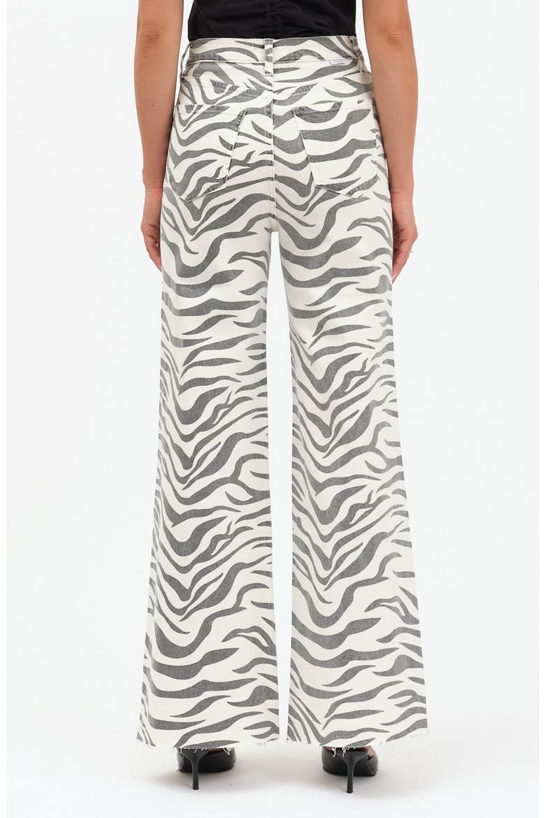 Far Out High Waist Raw Hem Wide Leg Jeans, Alternate, color, ZEBRA