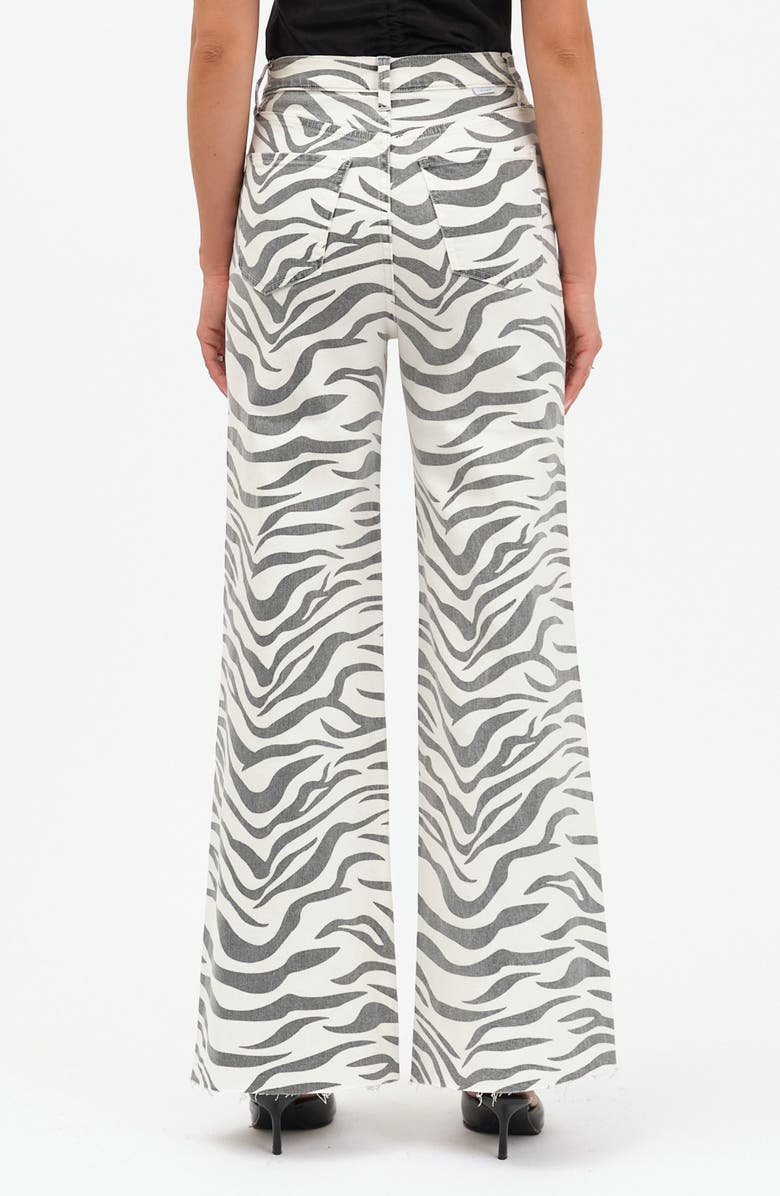 DAZE Far Out High Waist Raw Hem Wide Leg Jeans, Alternate, color, Zebra