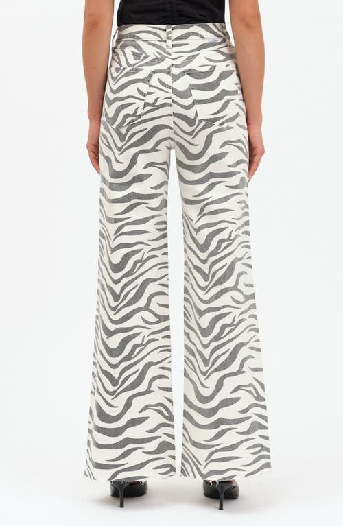 Daze Far Out High Waist Raw Hem Wide Leg Jeans In Multi