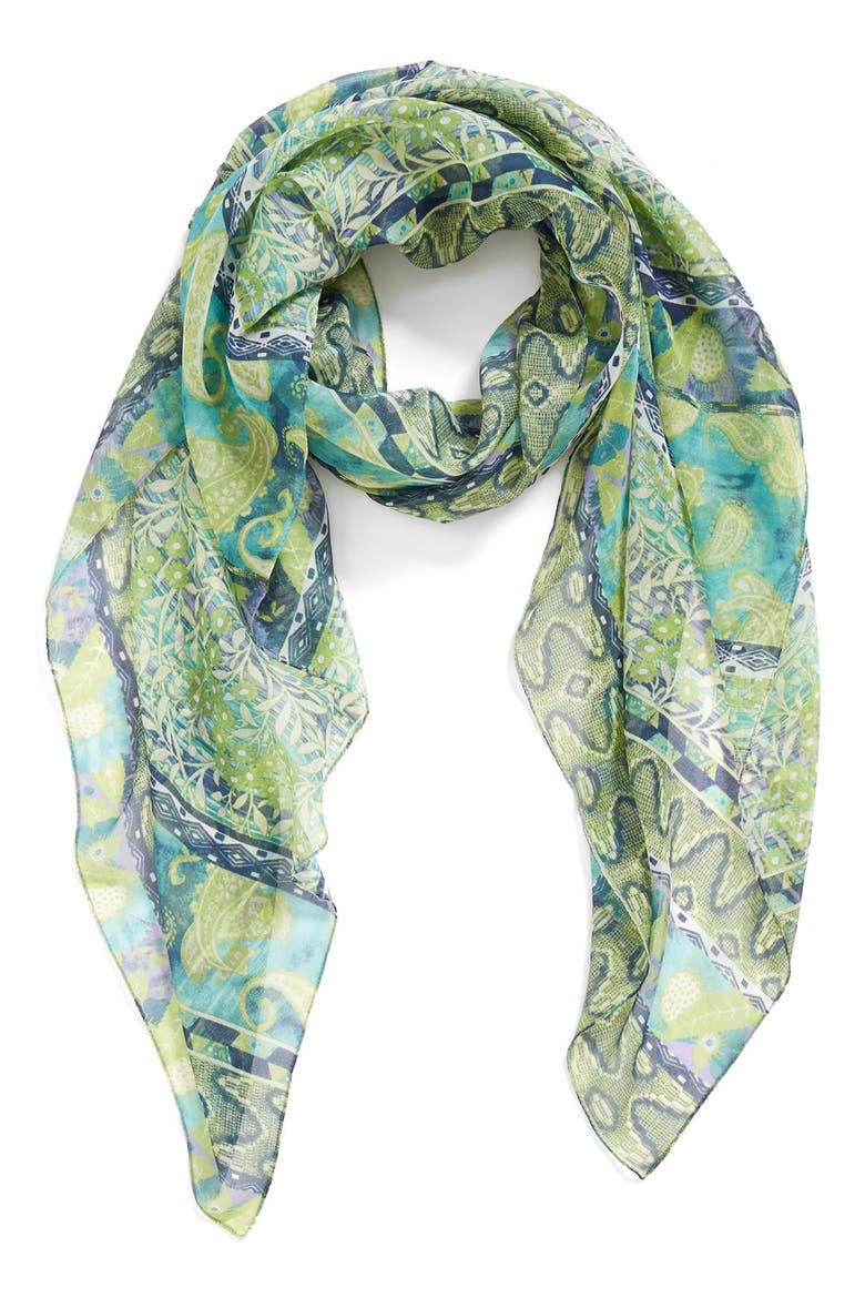 Paisley Scarf, Main, color, TURQUOISE
