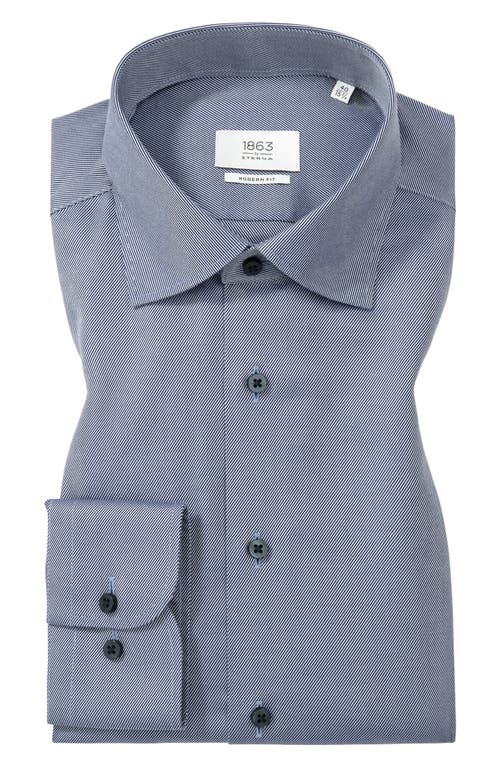 1863 By Eterna Royal Twill Modern Fit Solid Non-iron Cotton Dress Shirt In Blue