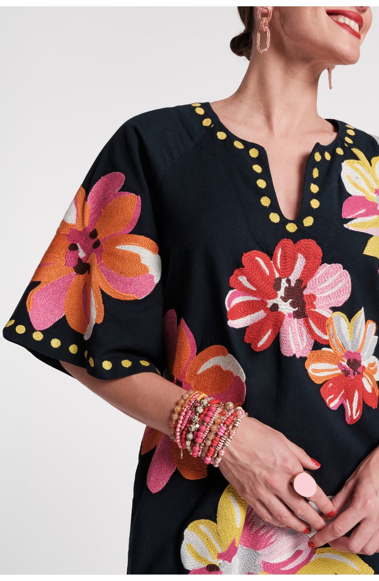 Frances Valentine Charming Caftan Mini Sun Floral Cotton Linen, Alternate, color, 