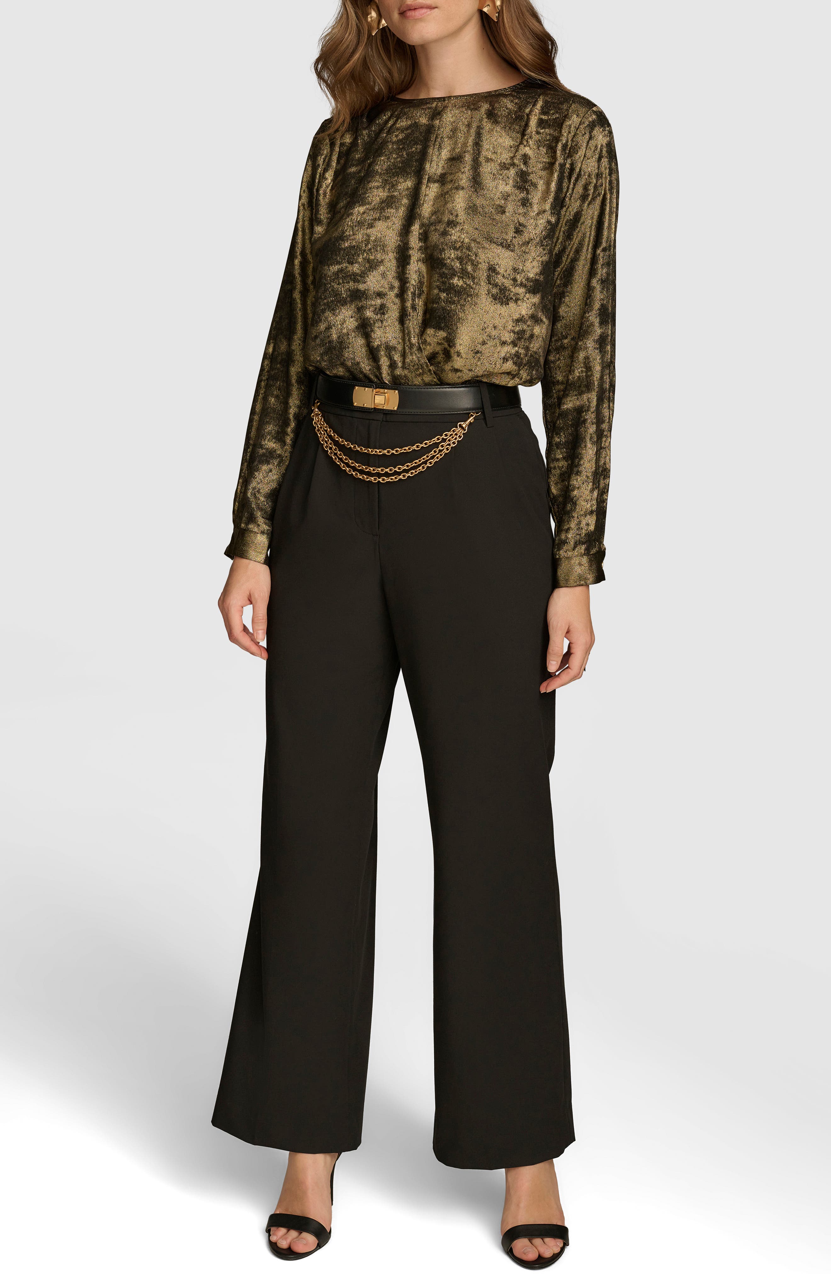 Chain Belt Wide Leg Pants (Women) | Nordstrom