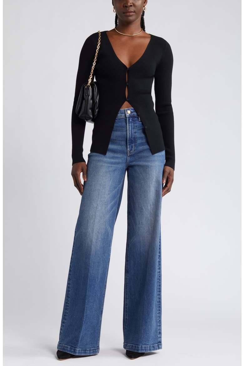 Luxe Sculpt Cardigan, Alternate, color, BLACK