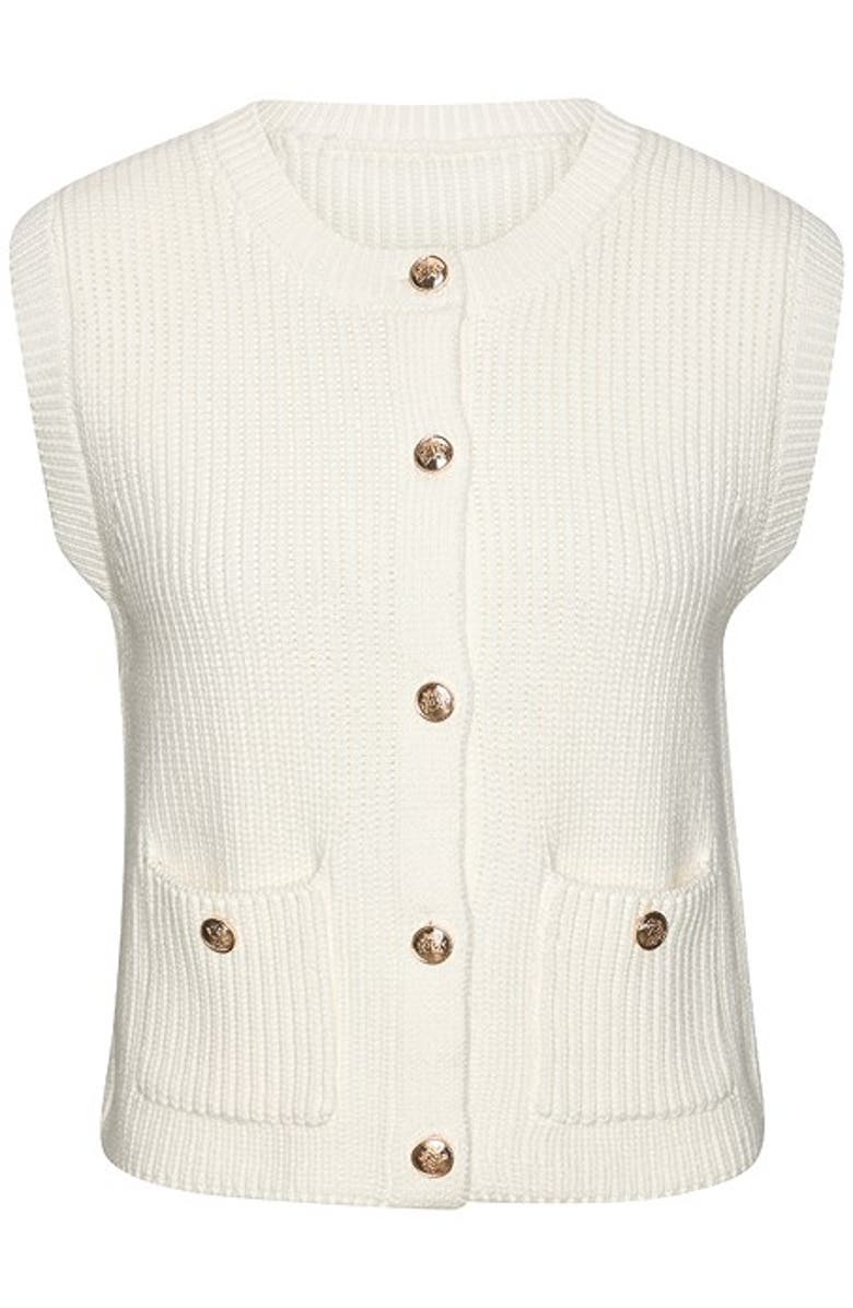 LASCANA Women's Button Down Sweater Vest, Alternate, color, Ivory