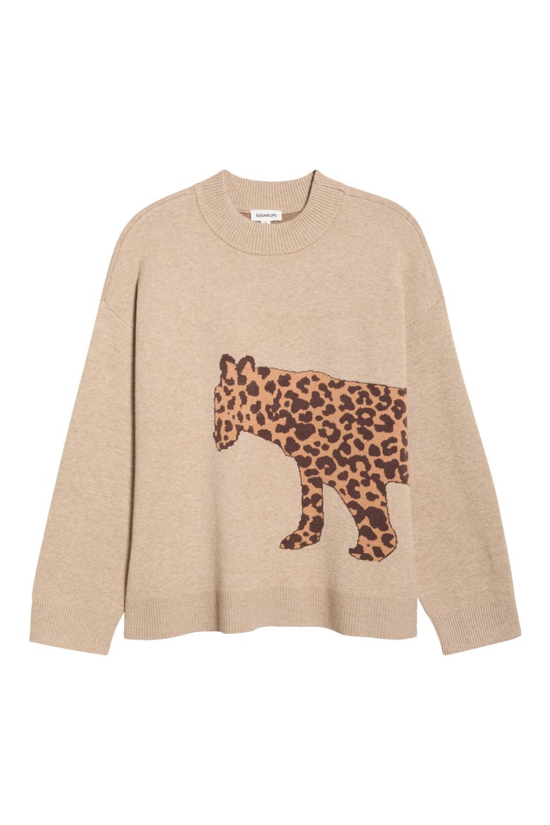 Jazara Leopard Sweater, Alternate, color, OATMEAL