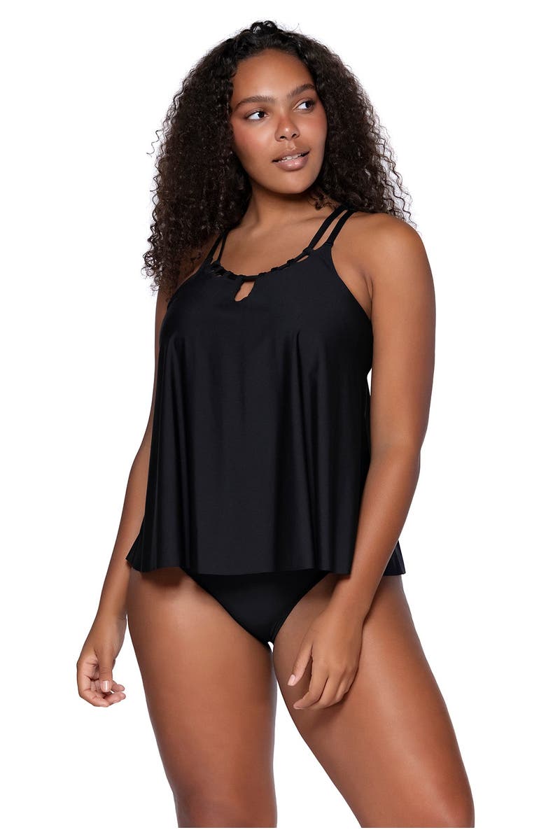 Sunsets Escape Sadie Tankini Swimsuit Top, Main, color, Black