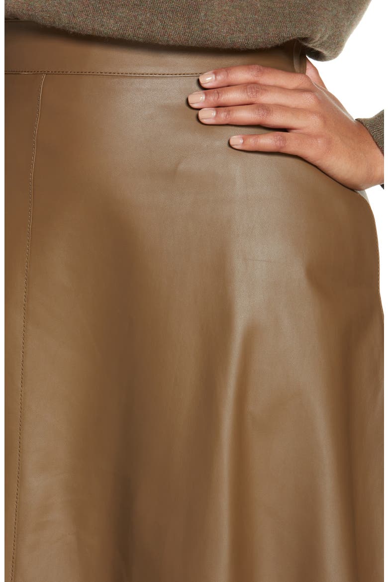 Sumner Plonge Leather Midi Skirt, Alternate, color, ASHWOOD