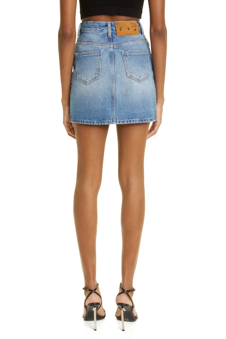 Corporate Denim Miniskirt, Alternate, color, BLUE WHITE