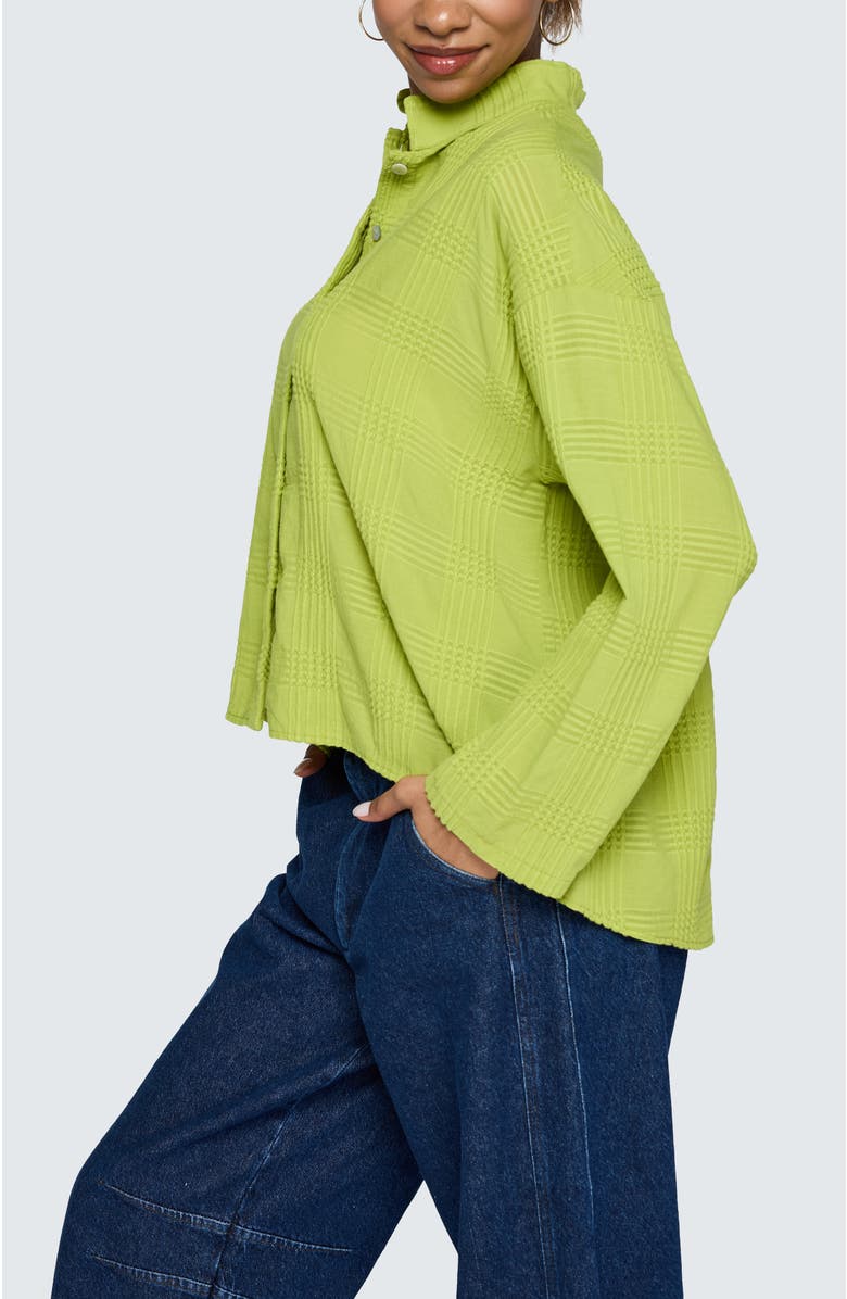 LUUKAA Serina Mandarin Collar Shirt, Alternate, color, Lime
