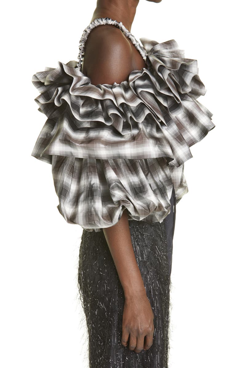 Vaquera Unisex Cha Cha Ruffle Silk Crop Top, Alternate, color, 