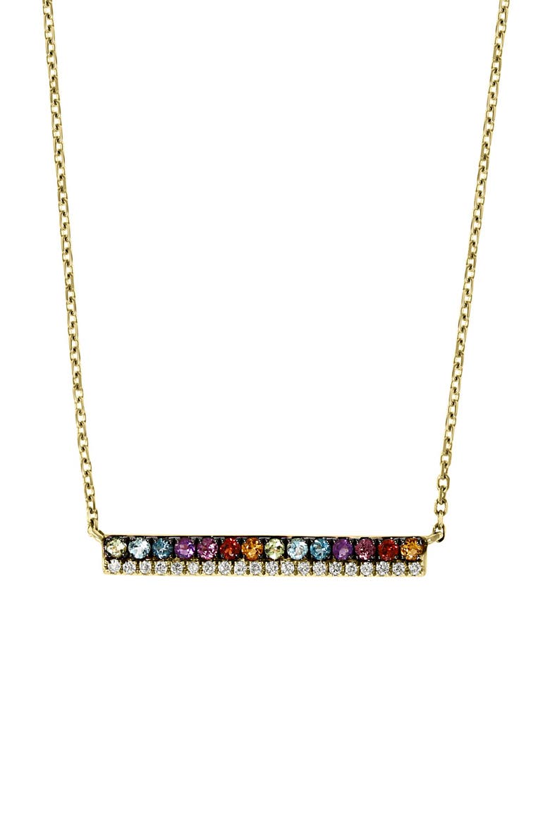 14K Yellow Gold Diamond & Multi Stone Station Necklace, Main, color, YELLOW