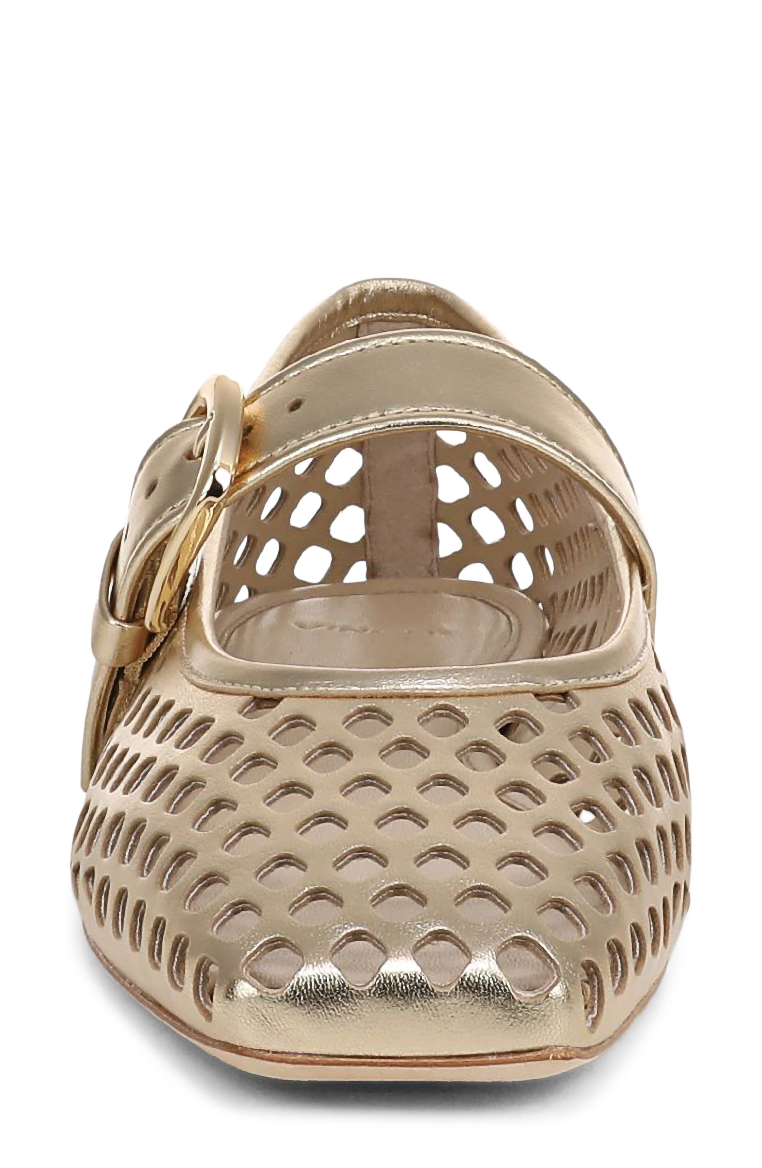 Vince Daniela Perforated Mary Jane Flat, Alternate, color, Champagne