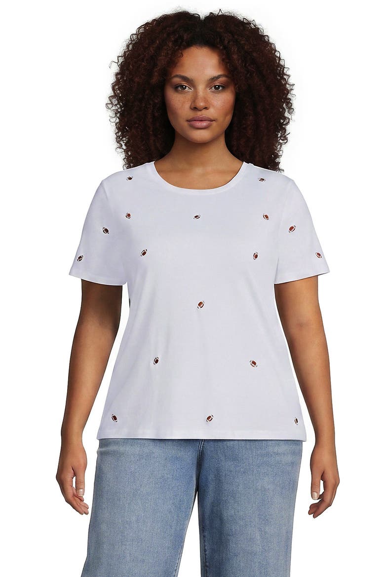 Supima Cotton Crew Neck T-Shirt, Main, color, Football Embroidery/White