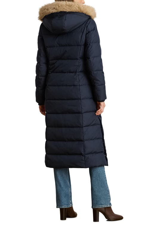Ralph Lauren Lauren  Quilted Down Longline Coat In Blue