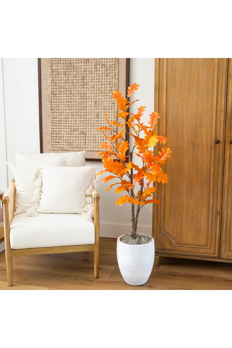4-ft Artificial Autumn Oak Tree, Alternate, color, Orange
