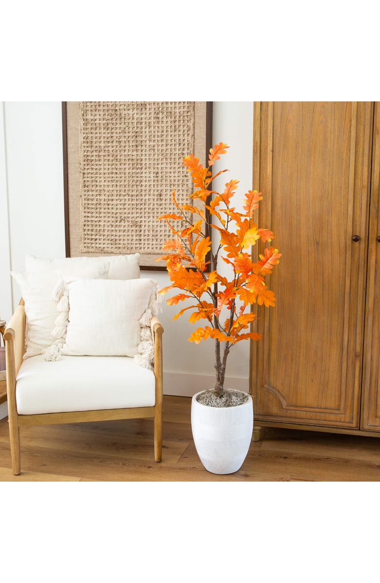 NEARLY NATURAL 4-ft Artificial Autumn Oak Tree, Alternate, color, Orange