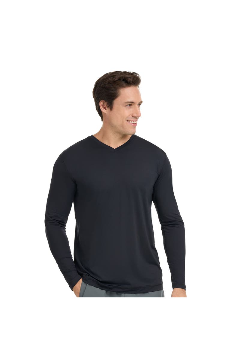 BloqUV Men's Performance V-Neck Long Sleeve Shirt, Main, color, Black