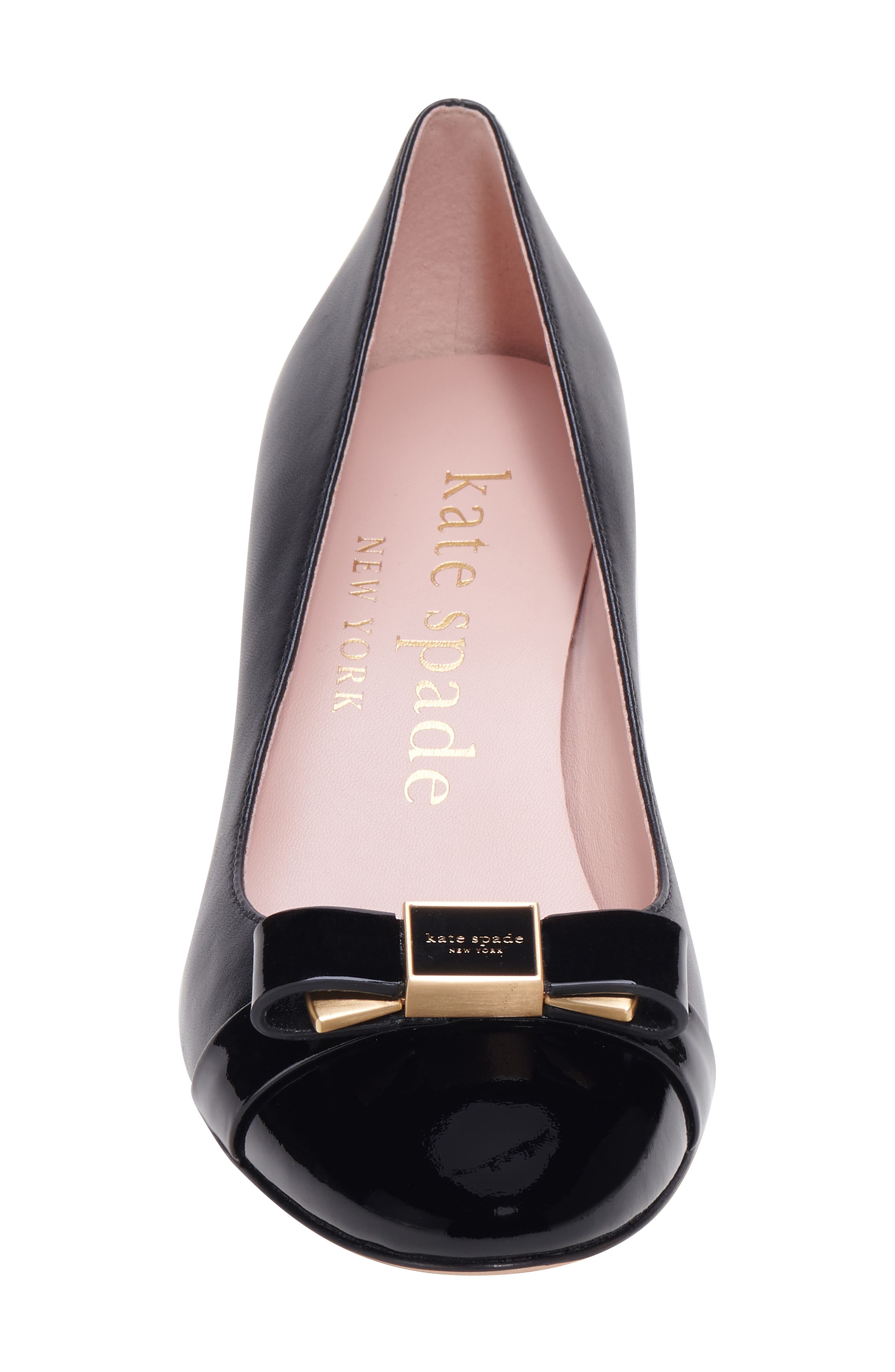 Kate Spade New York bowdie cap toe pump, Alternate, color, Black